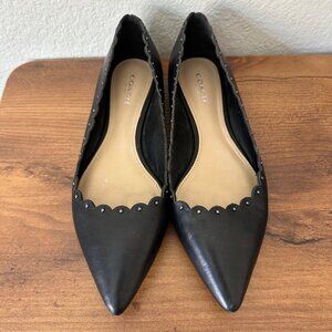 Coach Jill Scallop Pointed Flat Leather Shoes Classy Timeless Minimalist Black 7